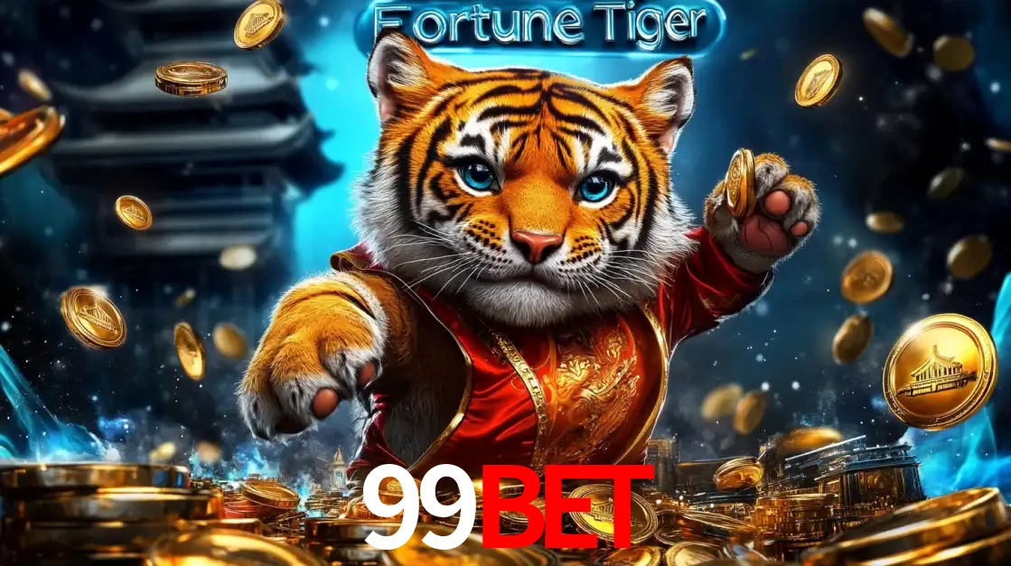 Imagem promocional do jogo de slot Fortune Tiger, com um tigre majestoso em traje tradicional cercado por uma fortuna em moedas de ouro, disponível agora no cassino 99bet.